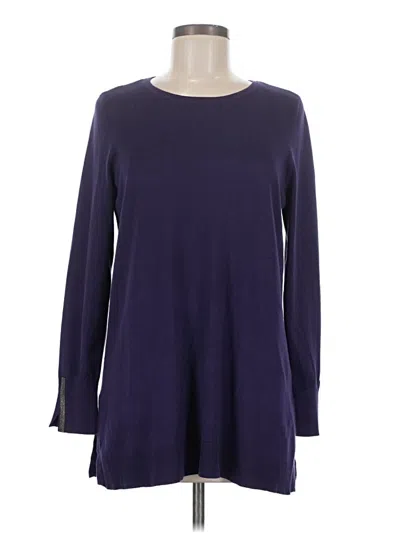 Pre-owned Chico's Long Sleeve Top Purple Boatneck Tops