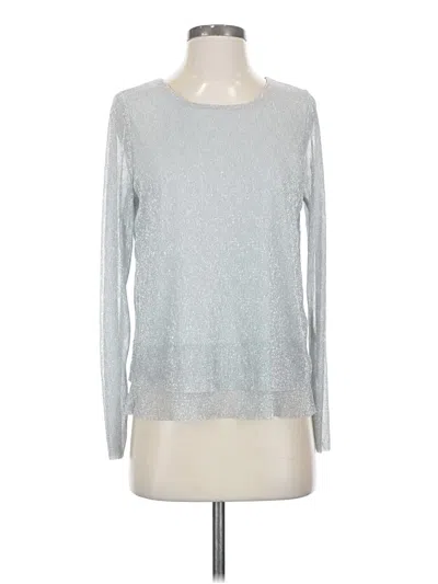 Pre-owned Chico's Long Sleeve Top Silver Crew Neck Tops