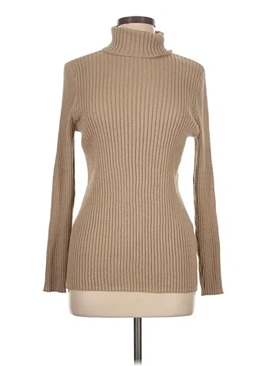 Pre-owned Chico's Long Sleeve Top Tan Turtleneck Tops