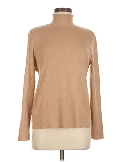 Pre-owned Chico's Long Sleeve Top Tan Turtleneck Tops