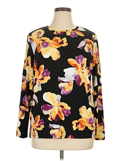 Pre-owned Chico's Long Sleeve T-shirt In Black