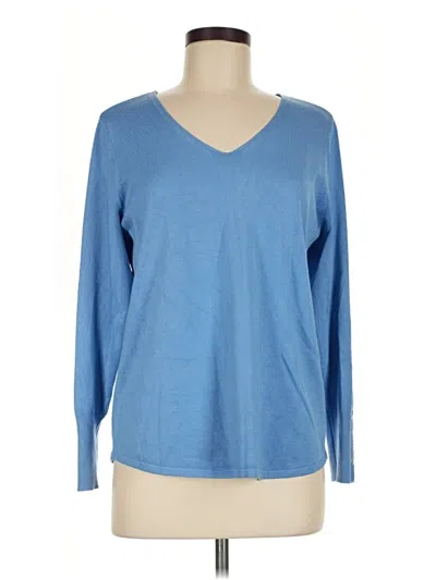 Pre-owned Chico's Long Sleeve T-shirt In Blue