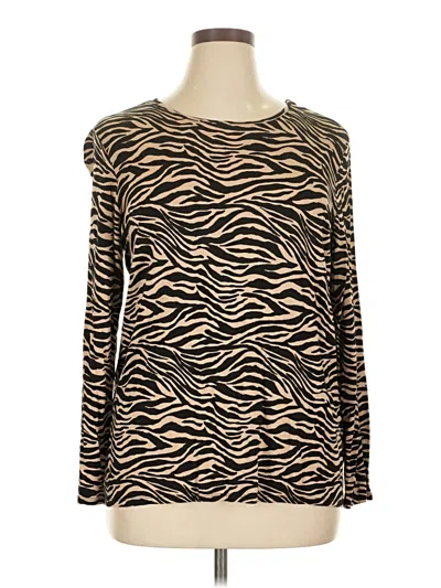 Pre-owned Chico's Long Sleeve T-shirt In Brown