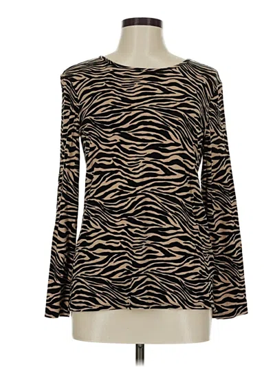 Pre-owned Chico's Long Sleeve T-shirt In Brown