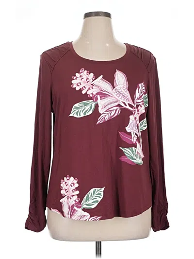 Pre-owned Chico's Long Sleeve T-shirt In Burgundy