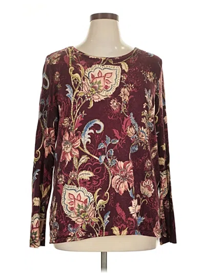 Pre-owned Chico's Long Sleeve T-shirt In Burgundy