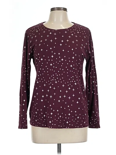 Pre-owned Chico's Long Sleeve T-shirt In Burgundy
