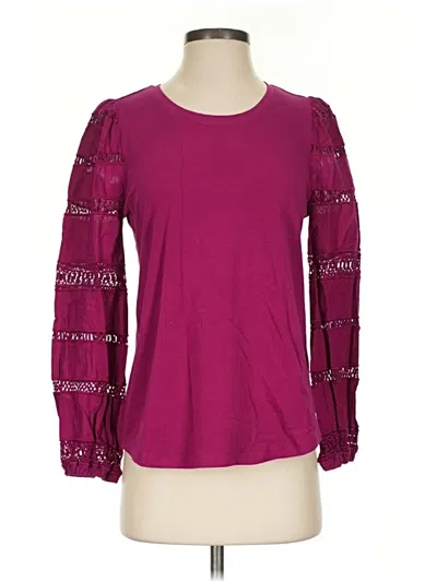 Pre-owned Chico's Long Sleeve T-shirt In Burgundy