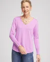 Chico's Long Sleeve V-neck Pullover Sweater In Lavender Skies Size 16/18 |  In Lavender Skies