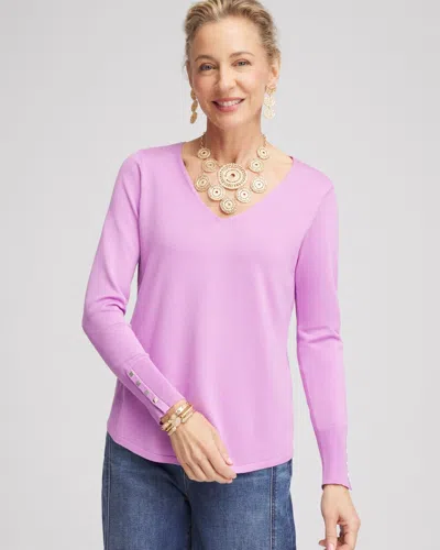 Chico's Long Sleeve V-neck Pullover Sweater In Lavender Skies Size 16/18 |