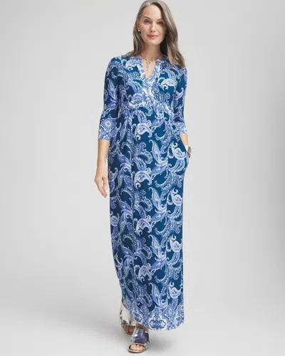Chico's Long Sleeved Jersey Maxi Dress In Seaport Size 20/22 |