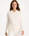 Chico's Long-sleeve Pullover Polo Sweater In Soft Ivory In Soft Ivory