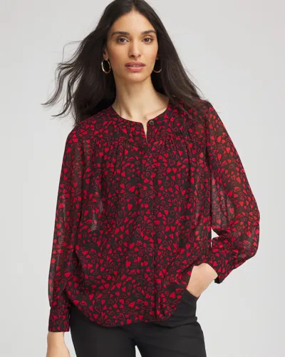 Chico's Lover Girl Georgette Blouse In In Red