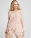 Chico's Lurex Ribbed Cardigan Sweater In Pink Size 20/22 |  In Rose Smoke