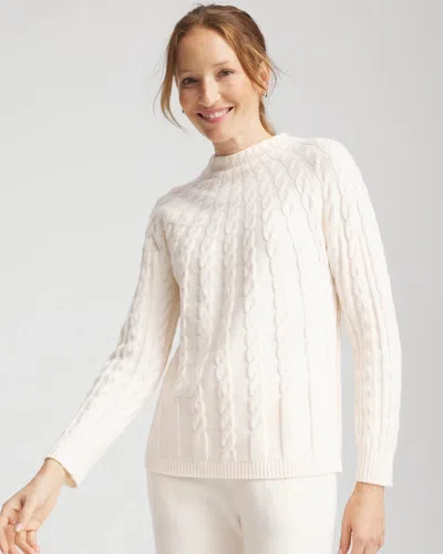Chico's Luxe Cable Sweater In Cream In Multi