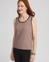 Chico's Luxe Cashmere Blend Ballchain Tank Top In Urban Taupe Size 16/18 |  Zenergy In Urban Taupe