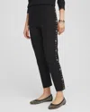 Chico's Luxe Cashmere Blend Embellished Ankle Pants In Black Size 12 |  Zenergy In Black