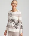 Chico's Luxe Cashmere Blend Floral Stripe Sweater In Helium Size 20/22 |  Zenergy In Helium