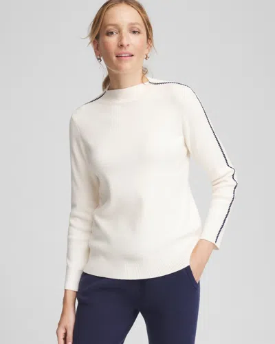 Chico's Luxe Cashmere-blend Funnelneck Sweater In English Cream Size 4/6 |  Zenergy