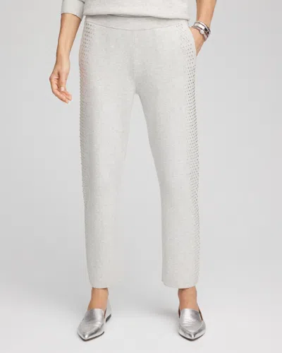 Chico's Luxe Cashmere Blend Rhinestone Ankle Pants In Gray Size 16 |  Zenergy In Light Heather Gray