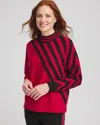 Chico's Luxe Cashmere Blend Striped Sweater Top In Size 20/22 |  Zenergy In Red Allure