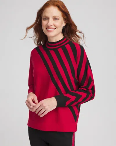 Chico's Luxe Cashmere Blend Striped Sweater Top In Size 20/22 |  Zenergy In Red Allure