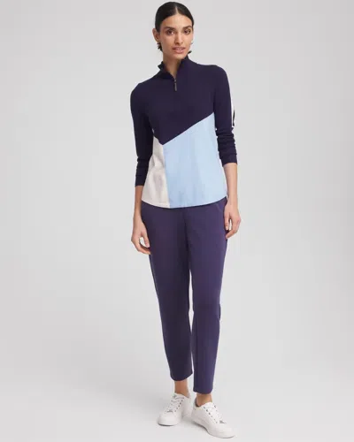 Chico's Luxe Colorblock Half-zip Pullover In Crystal Topaz