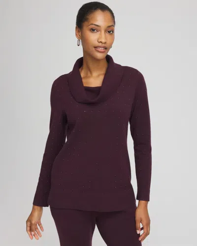 Chico's Luxe Diamante Cowlneck Tunic In Night Bloom In Purple