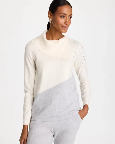 Chico's Luxe Embellished Sweater In Gray In Neutral