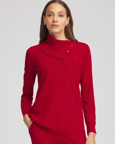 Chico's Luxe Envelope Neck Sweater In Carmine Red