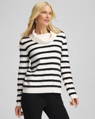 Chico's Luxe Eyelash Striped Sweater In Black