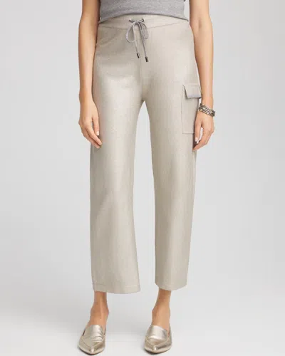 Chico's Luxe Foil Cashmere Blend Cargo Pants In Tan Size 12 |  Zenergy In Tibet Taupe Heather