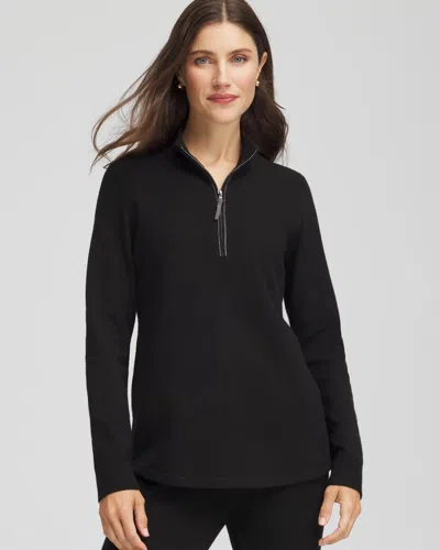 Chico's Luxe Half-zip Pullover Top In Black