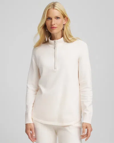 Chico's Luxe Half-zip Pullover Top In Cream In White