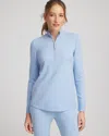 Chico's Luxe Half-zip Pullover Top In Crystal Topaz In Blue