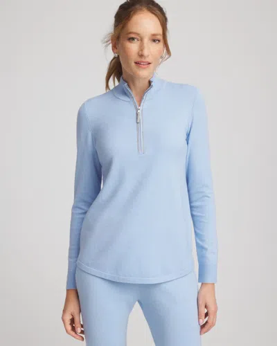 Chico's Luxe Half-zip Pullover Top In Crystal Topaz In Blue