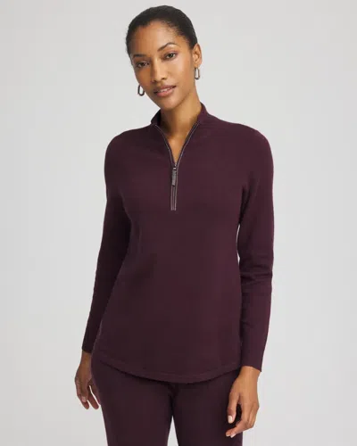 Chico's Luxe Half-zip Pullover Top In Night Bloom In Purple
