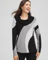 Chico's Luxe Intarsia Cowlneck Top In Gray In Multi