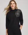 Chico's Luxe Intarsia Sweater In Black In Black