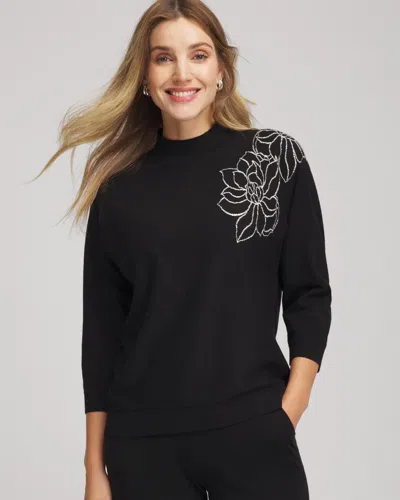 Chico's Luxe Intarsia Sweater In Black