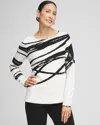 Chico's Luxe Jaquard Pullover In Black Size 16/18 |  Zenergy In Black