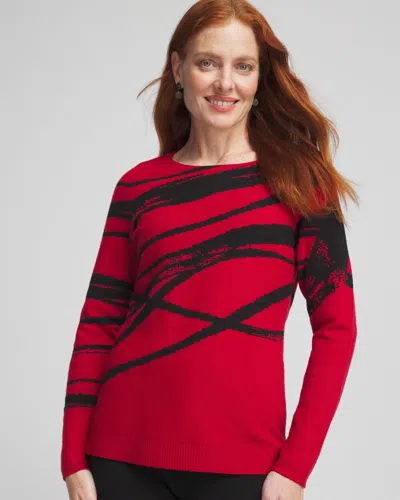 Chico's Luxe Jaquard Pullover In Size 20/22 |  Zenergy In Red Allure