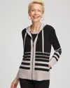 Chico's Luxe Metallic Striped Sweater In Black In Black
