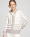 Chico's Luxe Metallic Striped Sweater In Cream