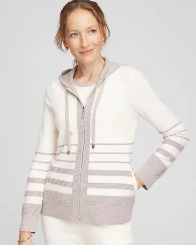 Chico's Luxe Metallic Striped Sweater In Cream