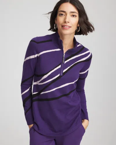 Chico's Luxe Morocco Half-zip Pullover In Purple Elixir In Blue