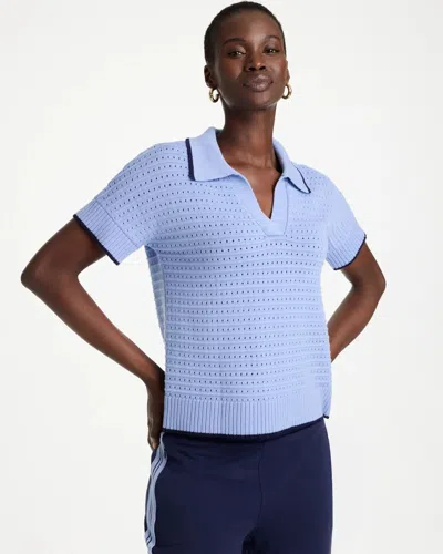 Chico's Luxe Pointelle Sweater In Blue In Blue Muse