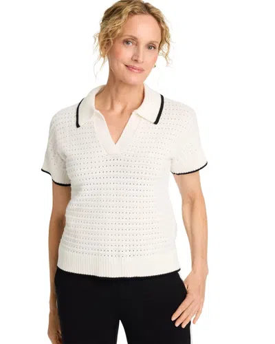 Chico's Luxe Pointelle Sweater In White In Ecru