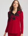 Chico's Luxe Printed Pullover Top In Carmine Red In Red