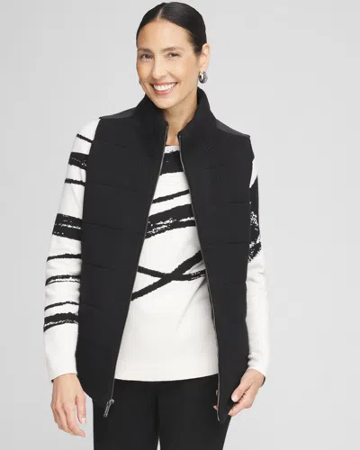Chico's Luxe Ribbed-knit Puffer Vest In Black Size Medium |  Zenergy